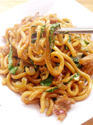 Stir-fried Udon Noodles with Lean Meat and Oyster Sauce recipe