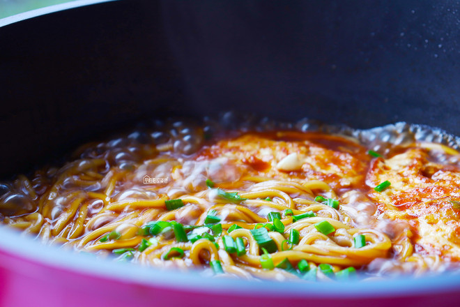 Braised Noodles with Poached Egg recipe