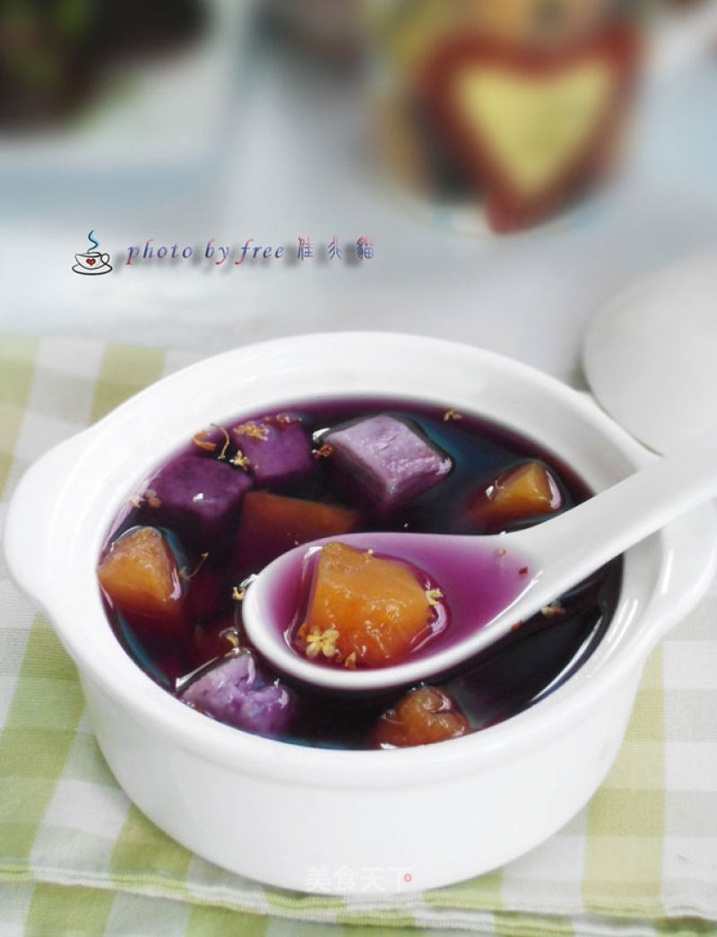 Delicious Winter Sweet Soup--pumpkin and Purple Sweet Potato Soup recipe