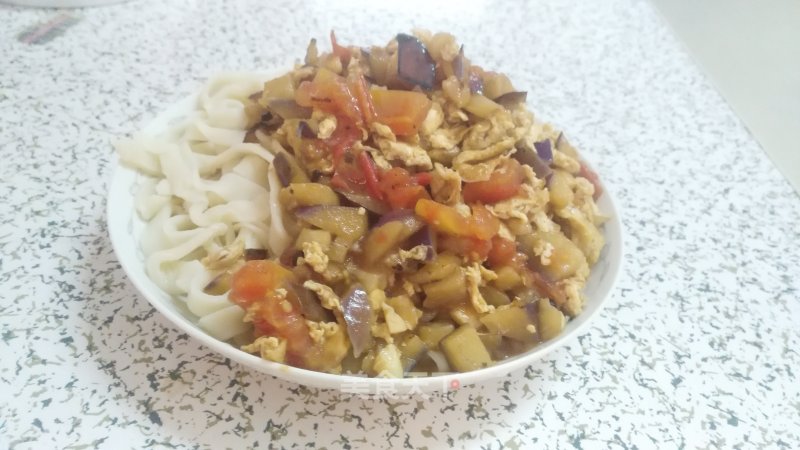 Marinated Noodles with Tomato, Egg, Diced Eggplant recipe