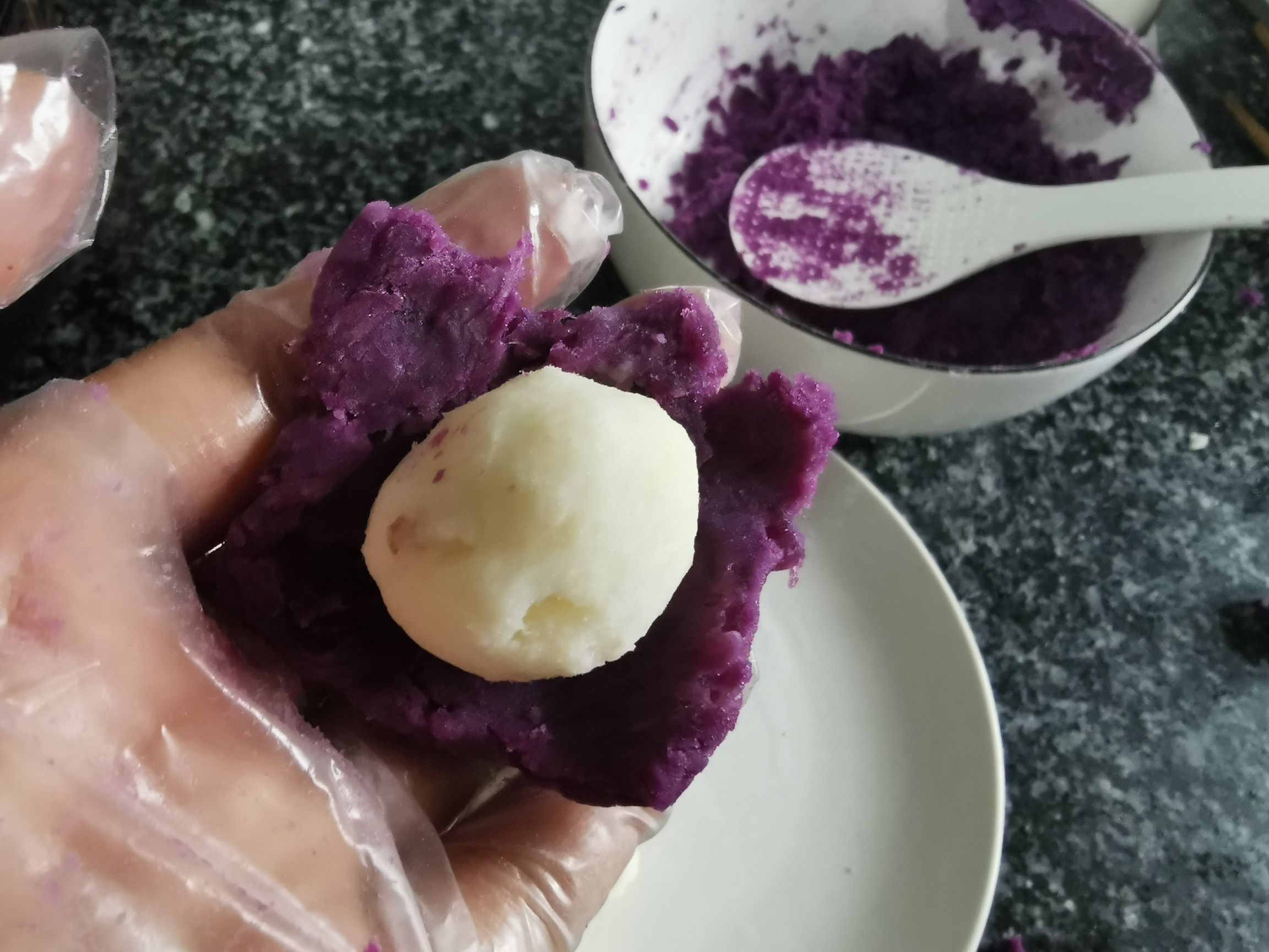 Crystal Yam and Purple Sweet Potato Dumplings recipe