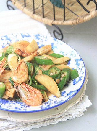 Stir-fried Okra with Arctic Shrimp recipe