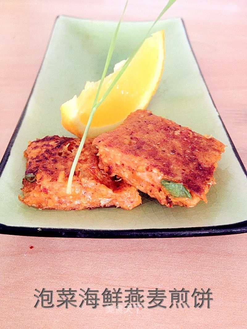 Kimchi Seafood Oat Bran Pancakes recipe