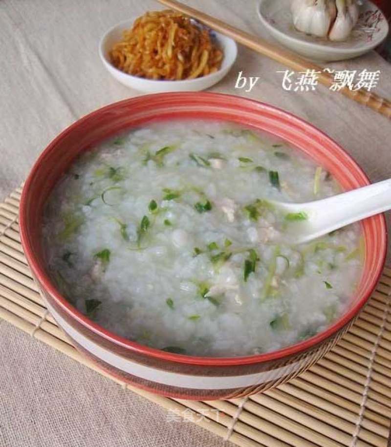 Stomach-warming Porridge----【pea-tip Chicken Porridge】 recipe