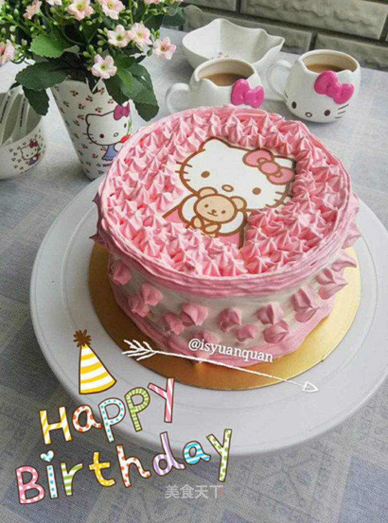 Hello Kitty Cream Birthday Cake (6 Inches) recipe