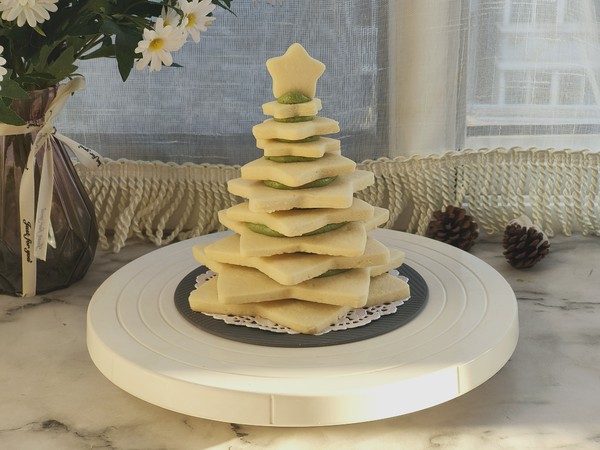 Matcha Cream Sandwich Christmas Tree Cookies, A Must-have for Christmas recipe