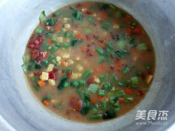 Cornmeal and Vegetable Kumpling Soup recipe