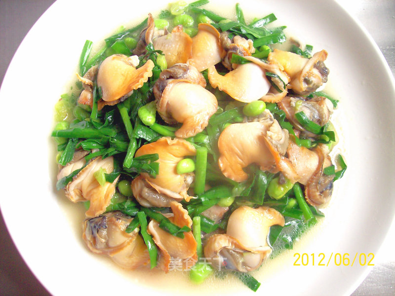 [symphony of Gourmet Spring]-"fried Clams with Chives and Edamame" recipe