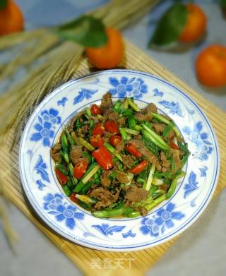 Stir-fried Beef with Green Garlic recipe