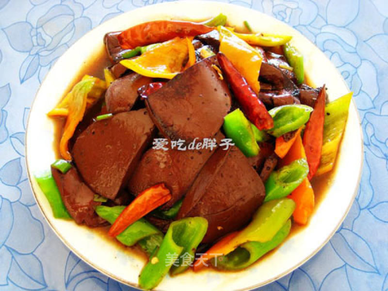 Stir-fried Pork Blood with Chili recipe