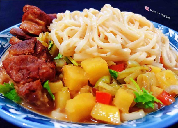 Braised Pork Ribs and Vegetable Noodles recipe