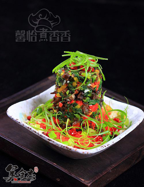 Stir-fried Five-color Vegetable Tower recipe