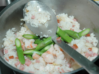 Lunch for One Person-fried Rice with Shrimp and Asparagus recipe