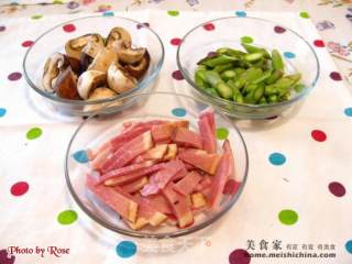 Asparagus and Mushroom Stewed with Ham recipe