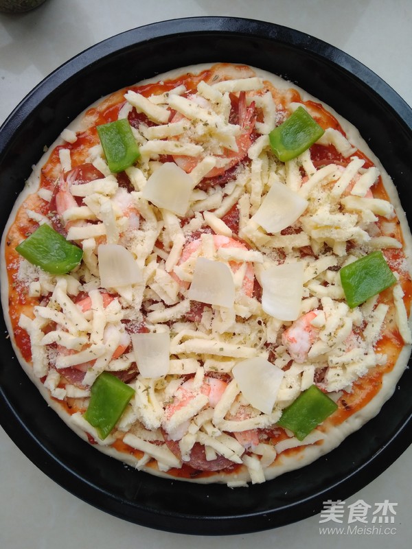 Salami Shrimp Pizza recipe