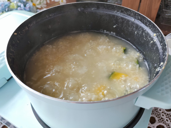 Pork Dumplings, Potato Shredded Egg Cake, Pumpkin Millet Congee recipe