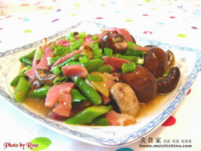 Asparagus and Mushroom Stewed with Ham recipe