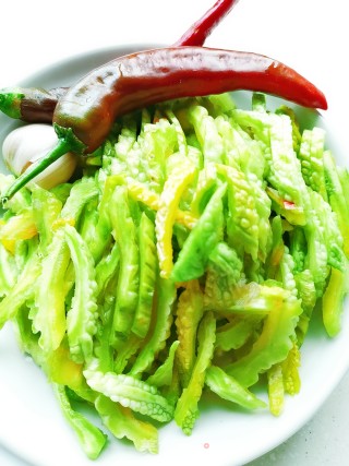 Fried Luncheon Meat with Mustard and Bitter Gourd recipe