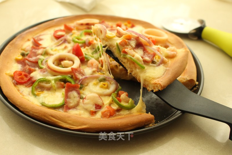 #trust之美#seafood Carnival Pizza——home Edition (refrigerated and Fermented) recipe