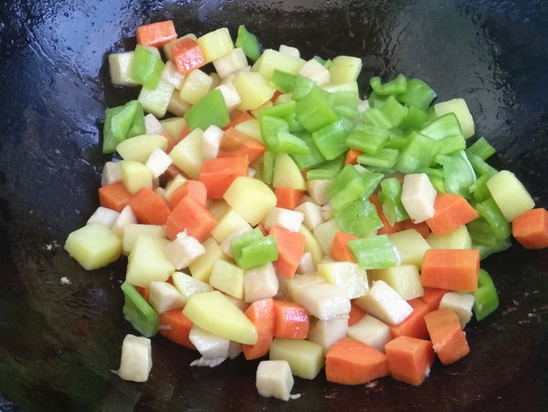 Sauteed Diced Pork with Seasonal Vegetables recipe