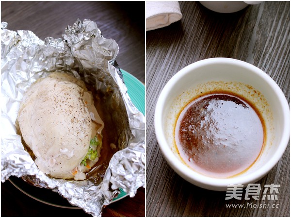 Steamed Stuffed Chicken Breast with Black Pepper recipe