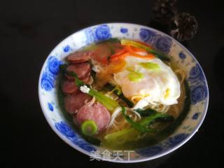 #蛋美食# Hot Noodle Soup with Poached Egg recipe