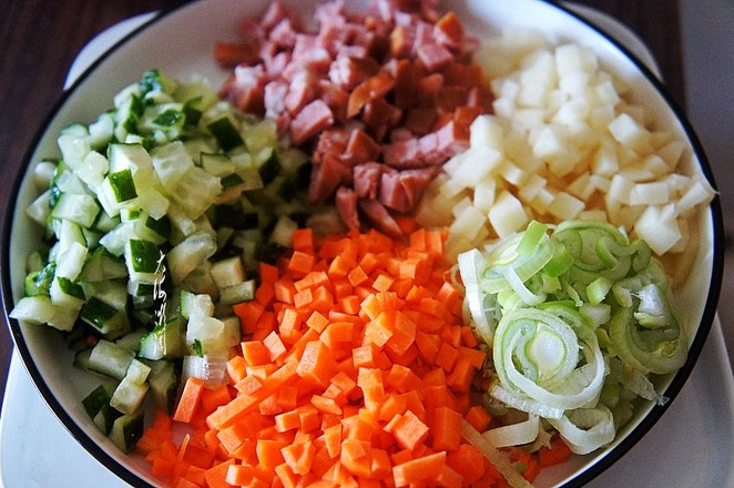 Fried Rice with Red Intestine recipe