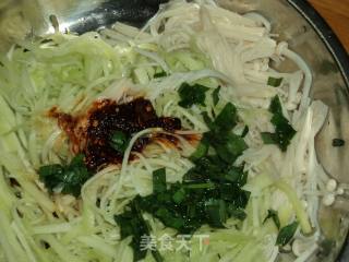 Fresh Cold Dish ------ Enoki Mushroom Mixed with Broccoli Stem recipe