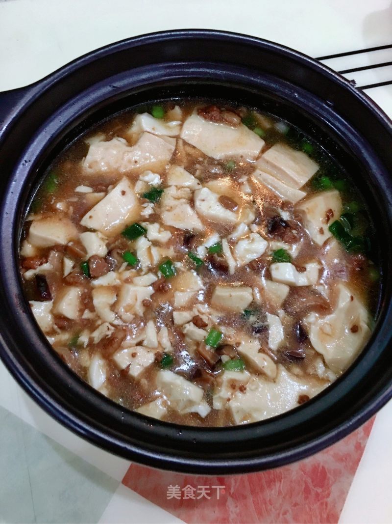 Tofu Soup with Mushroom Meat Sauce recipe