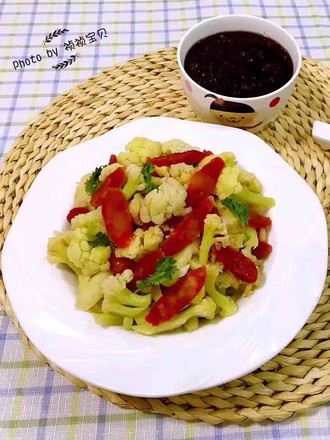 Stir-fried Organic Cauliflower with Sausage recipe
