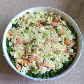 Fried Rice with Okra Shrimp and Ham recipe