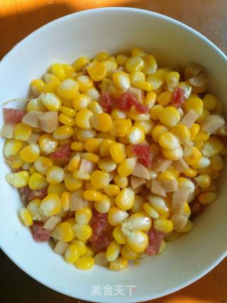 Stir-fried Corn with Ham and Salami recipe