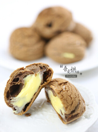 Chocolate Puffs with Custard Sauce recipe