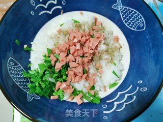 Green Vegetable Ham Rice Ball recipe