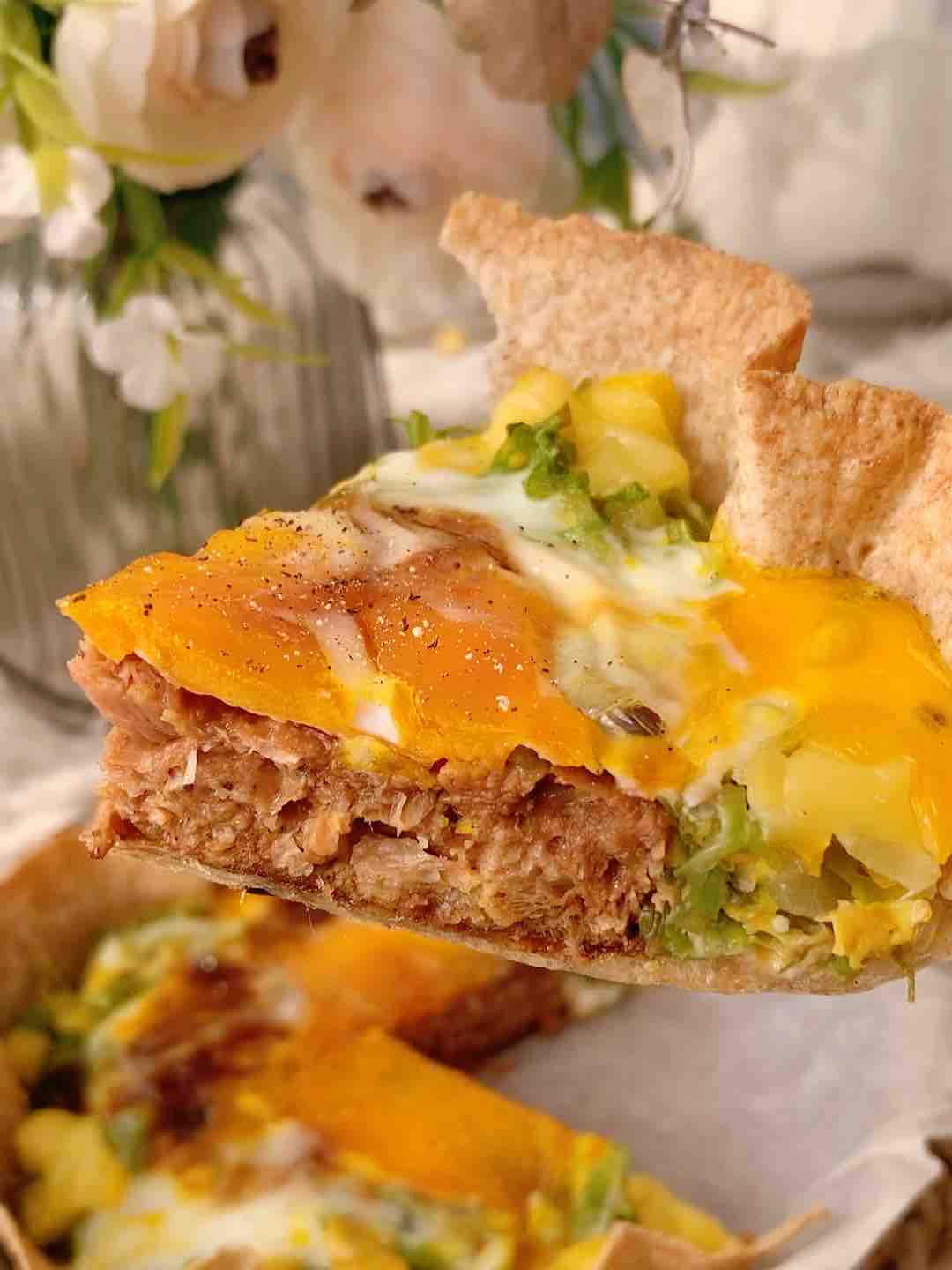 Low-fat and Low-calorie‼ ️cheese Meat Pie Whole Wheat Pie, Delicious But Not Fat recipe