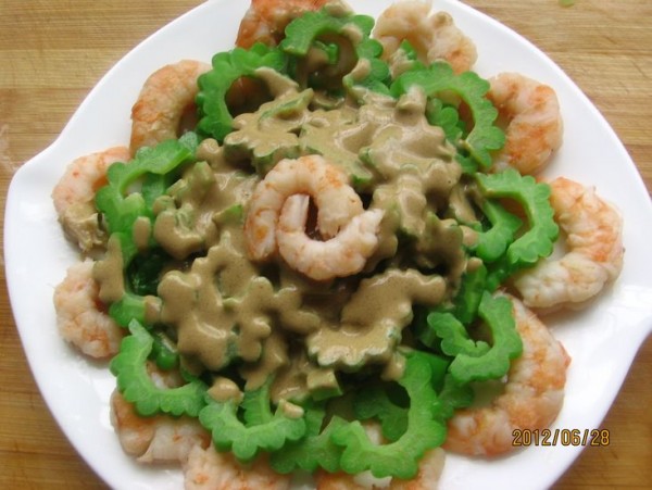 Dried Bitter Gourd Shrimp in Sesame Sauce recipe