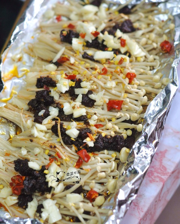 Grilled Enoki Mushrooms with Shiitake Sauce recipe