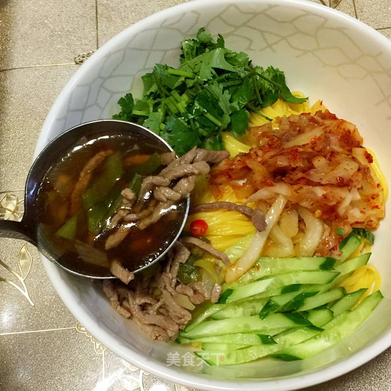 Cornmeal Beef Warm Noodles (korean) recipe