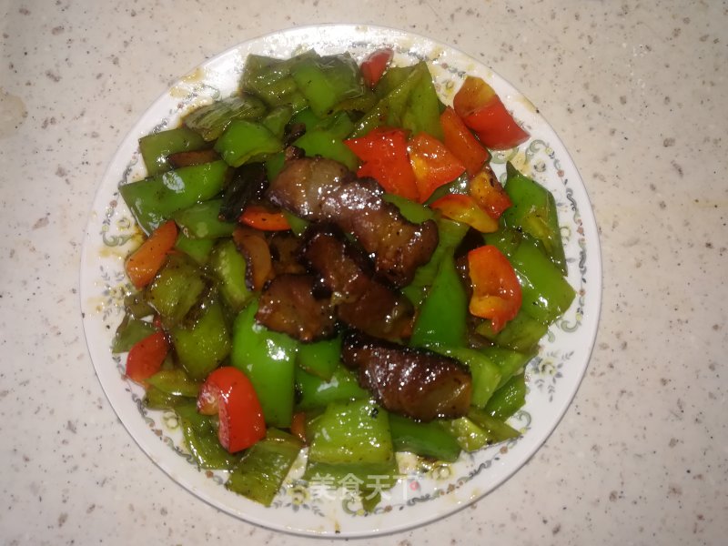 Stir-fried Double Pepper with Bacon recipe