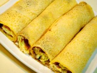 Shandong Characteristic Farmhouse Rice "pancake Rolls with Green Onions" recipe