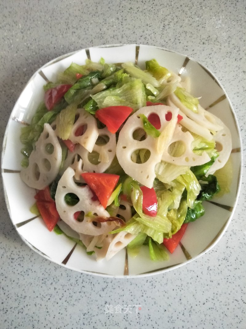 Stir-fried Western Lettuce with Lotus Root recipe