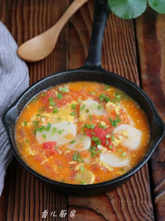 Tomato Egg Rice Cake Soup