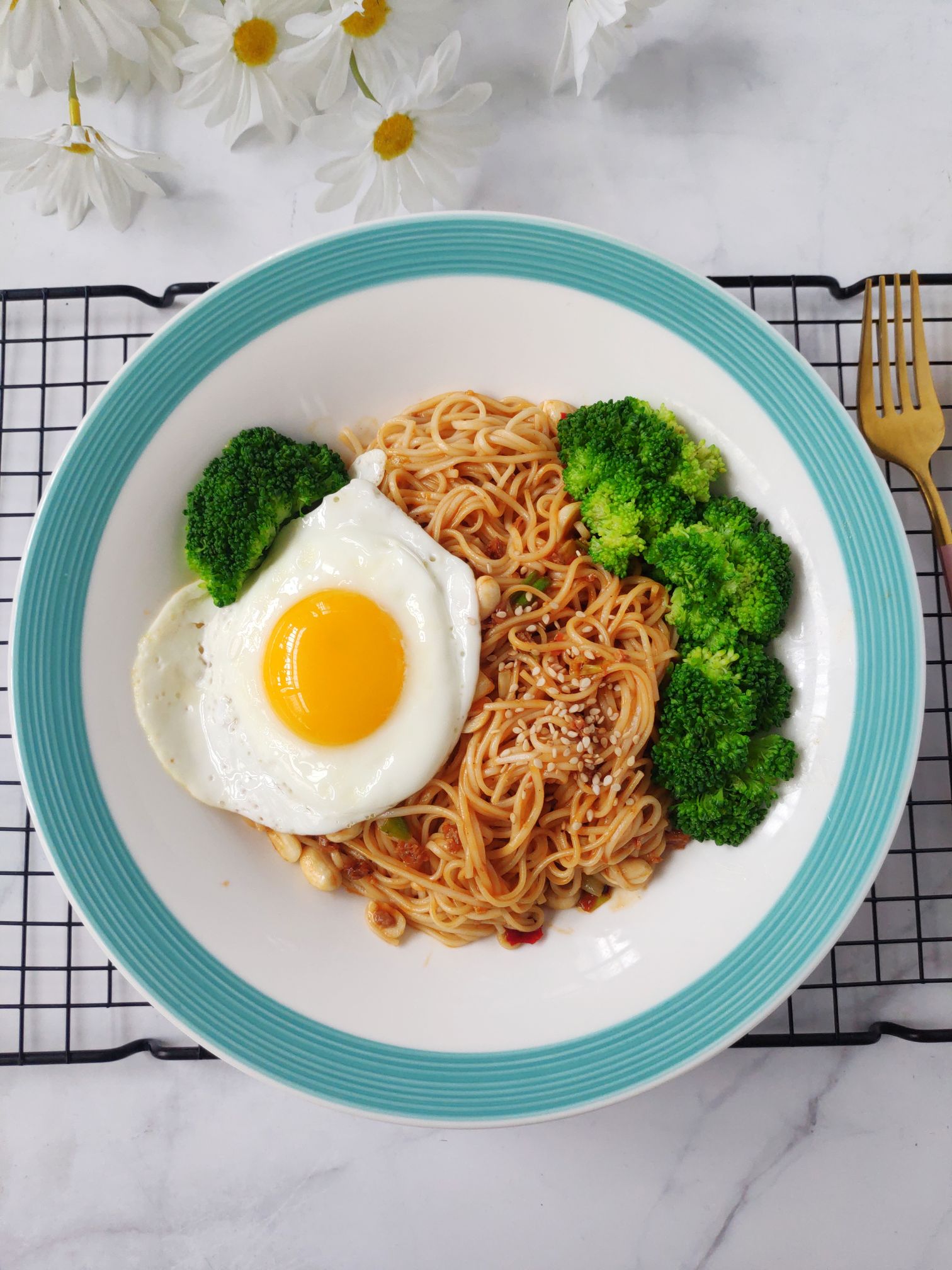 Spicy Salted Egg Yolk Noodles with Scallion Oil recipe