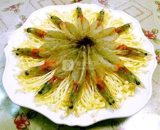 Steamed Enoki Mushroom with Garlic Shrimp recipe