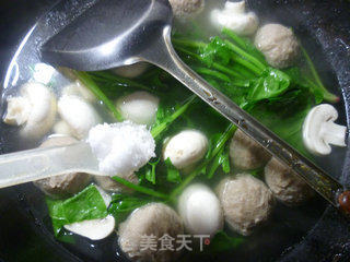 Spinach Mushroom Beef Ball Soup recipe
