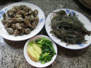 Fried Snails with Prawns recipe