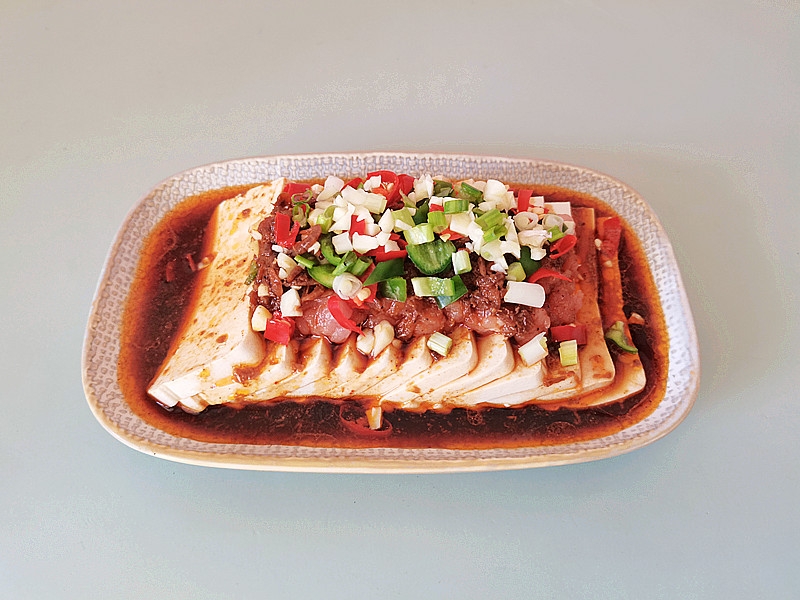 Steamed Minced Pork Tofu with Shrimp Paste recipe