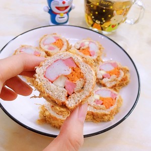 (innovative Way to Eat Whole Wheat Bread) (no Rice) Crab Meat Floss Sushi Roll recipe