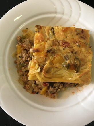 Baked Pasta with Lamb Stuffed with Vegetables and Egg Liquid recipe