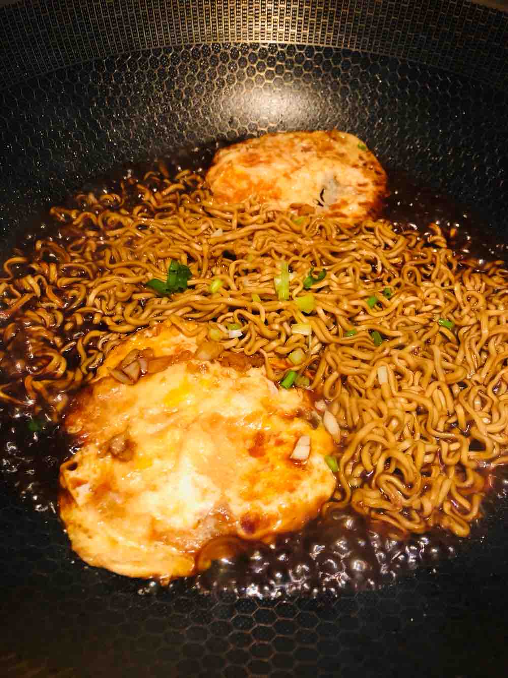Braised Noodles with Poached Egg recipe